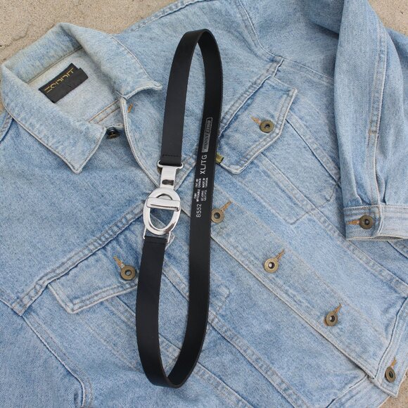 90s Point Zero Black Genuine Leather Silver Clasp Belt Made in Canada XL 38" - Picture 4 of 5